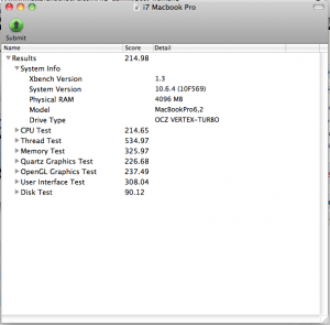 macbook pro i7 2.66ghz xbench benchmark